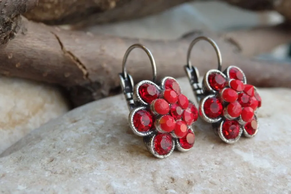 Red flower  earrings