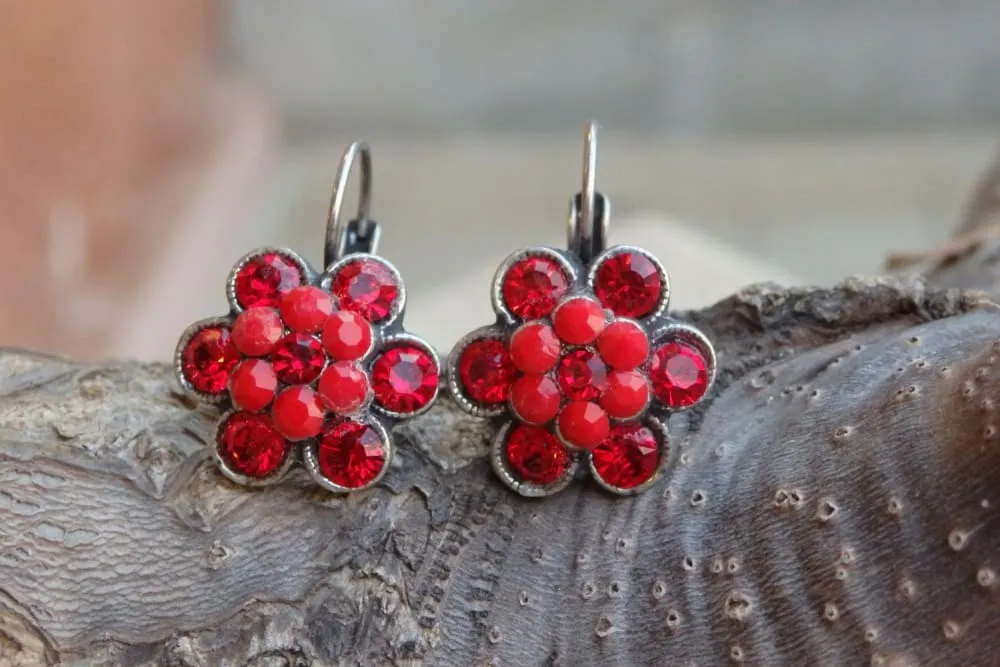 Red flower  earrings