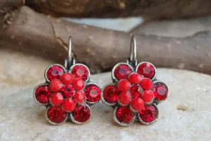 Red flower  earrings