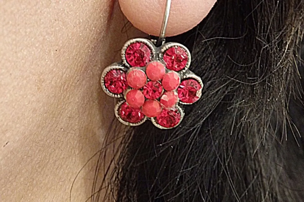 Red flower  earrings