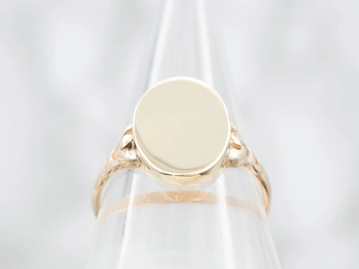 *RESERVED* Elongated Oval Signet Ring in Polished Yellow Gold