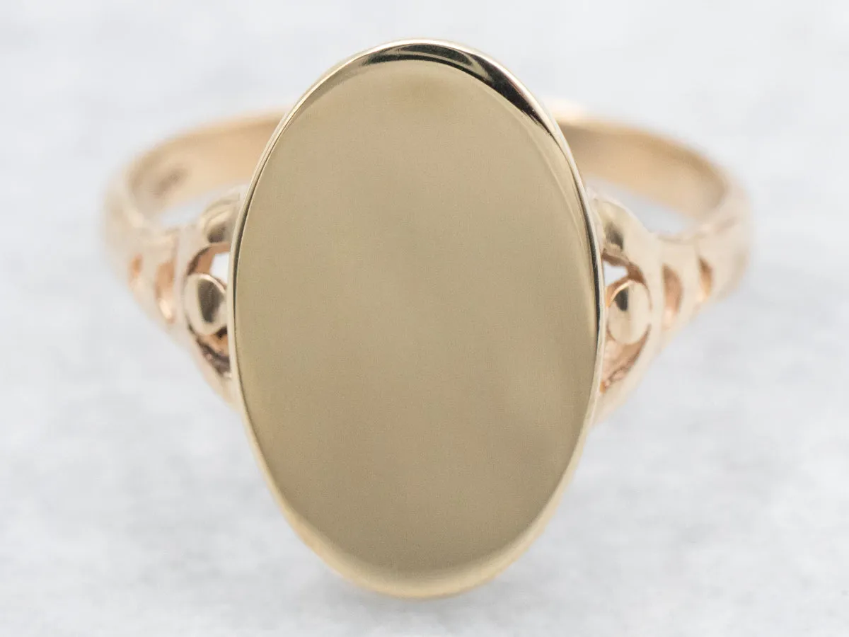 *RESERVED* Elongated Oval Signet Ring in Polished Yellow Gold