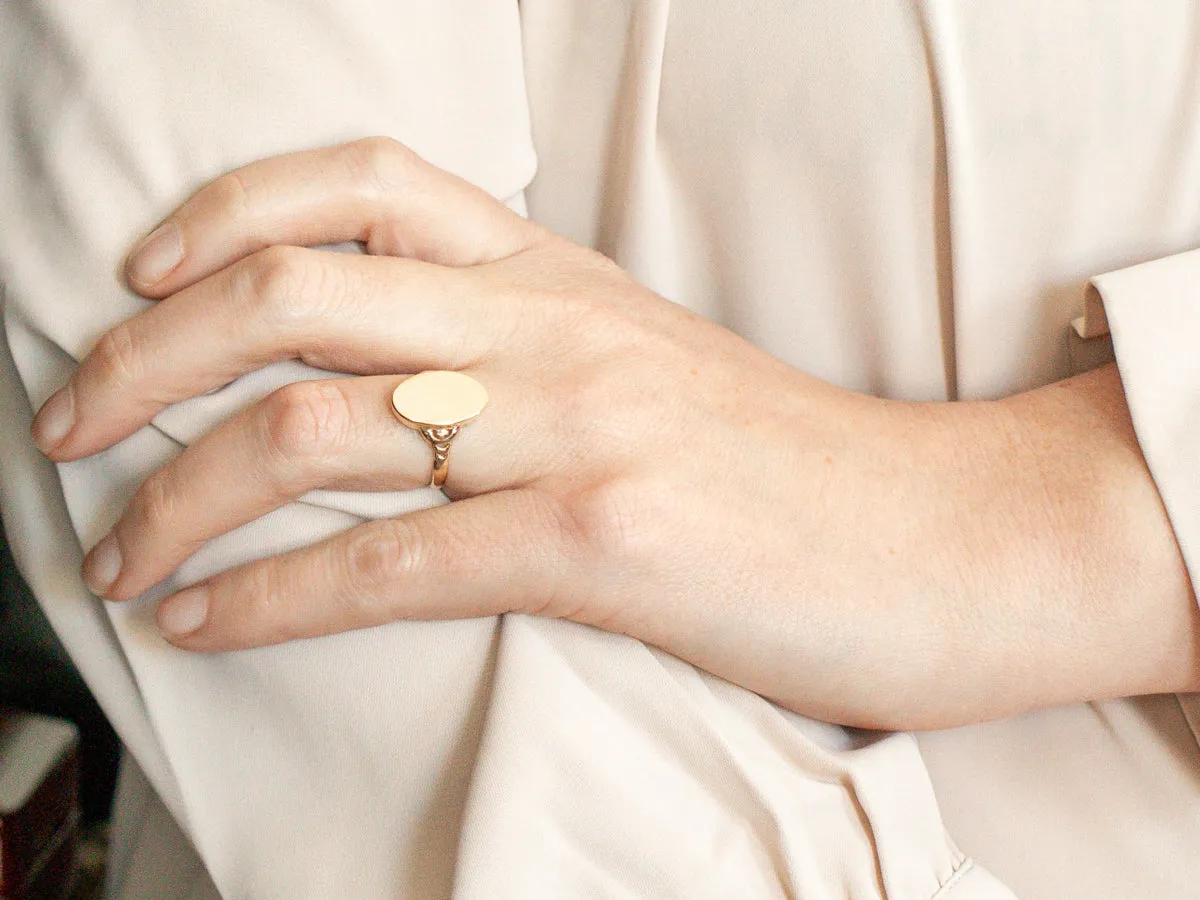 *RESERVED* Elongated Oval Signet Ring in Polished Yellow Gold