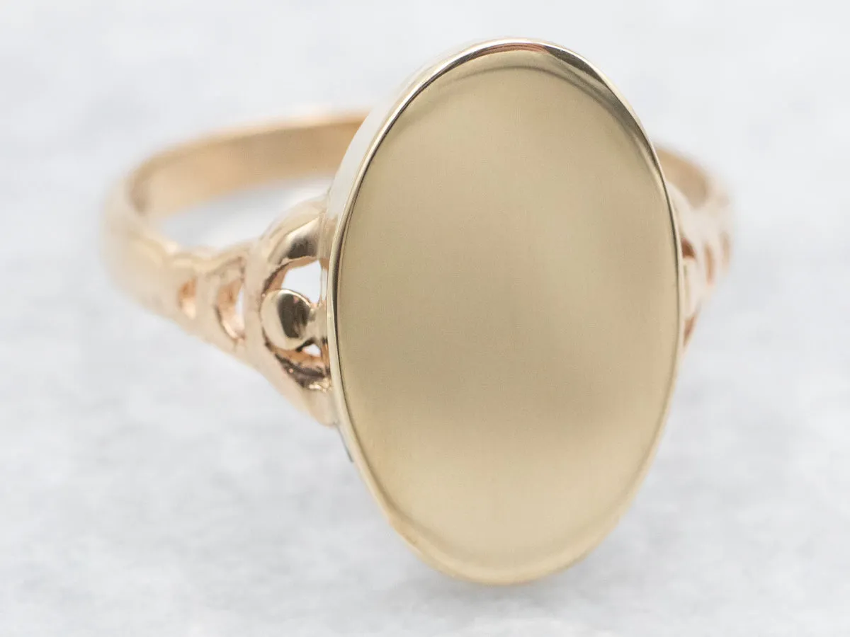 *RESERVED* Elongated Oval Signet Ring in Polished Yellow Gold