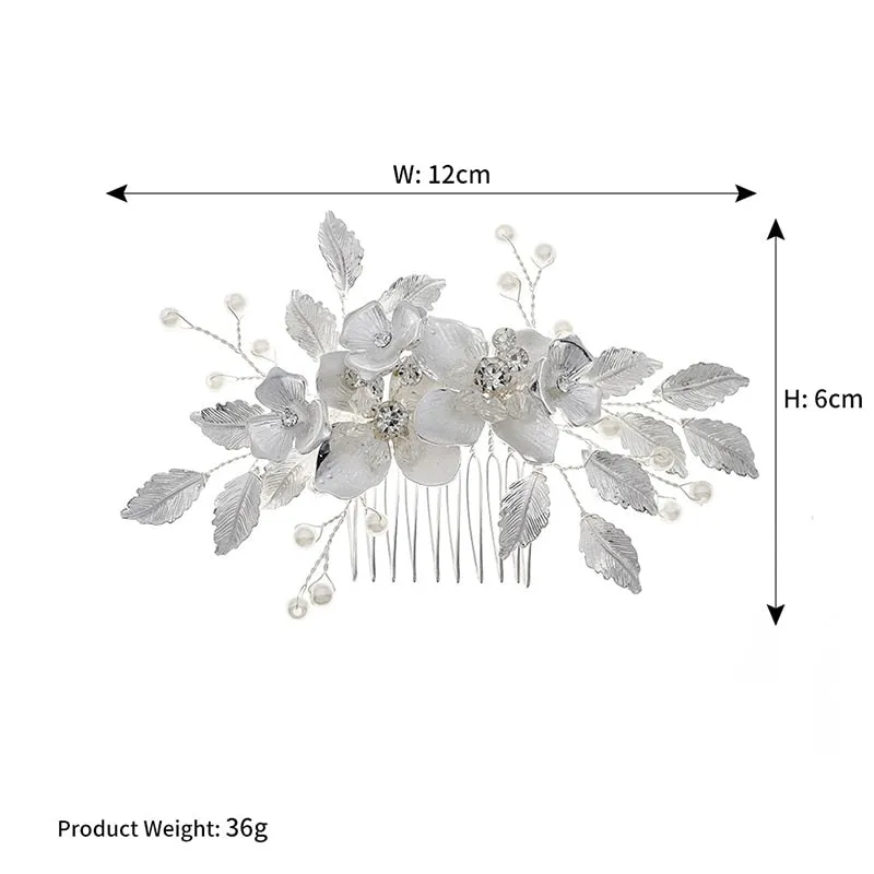 Rhinestone Crystal Flower Leaf Bridal Wedding Hair Comb