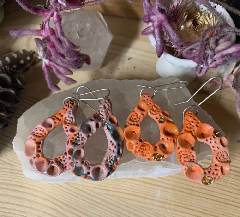 ‘Rock coral’ porcelain earrings, choose a pair