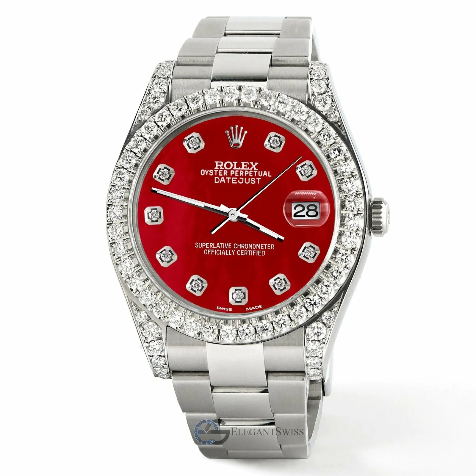 Rolex Datejust 41 126300 4.4CT Diamond Bezel/Lugs/Red MOP Dial Watch  TFJ-142508743