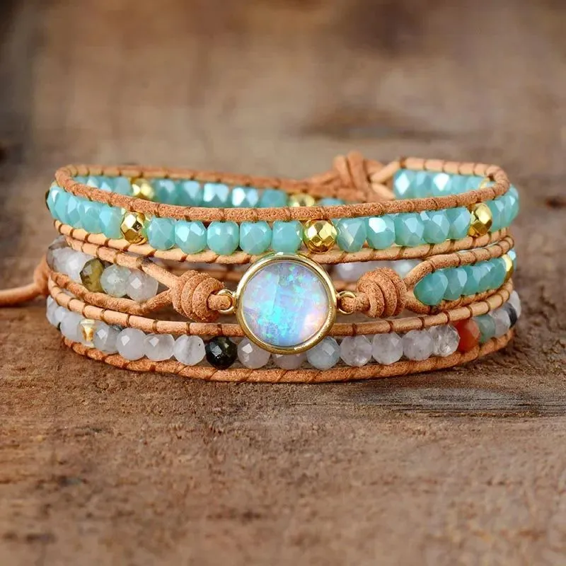 Round Opal Blue Brilliance Bracelet