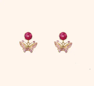 Ruby Butterfly Earrings