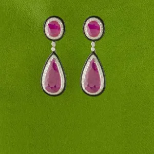 Ruby, Diamond & Onyx Earrings