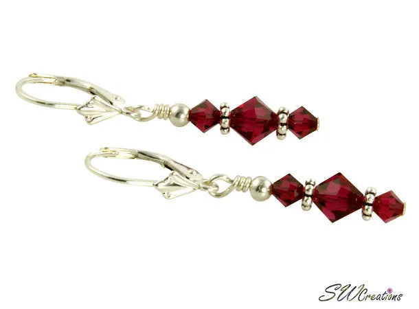 Ruby Swarovski Beaded Crystal Earrings