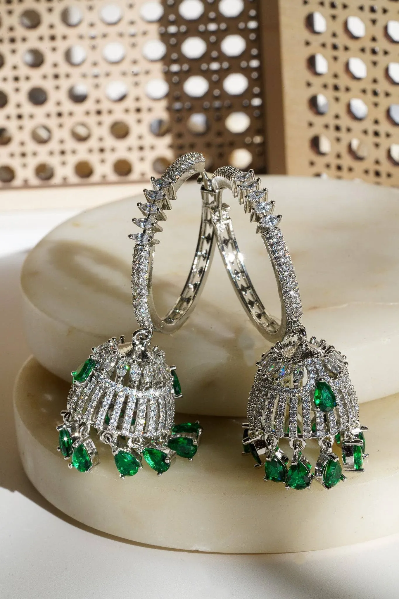 Salina - AD Hoop Jhumka Earrings