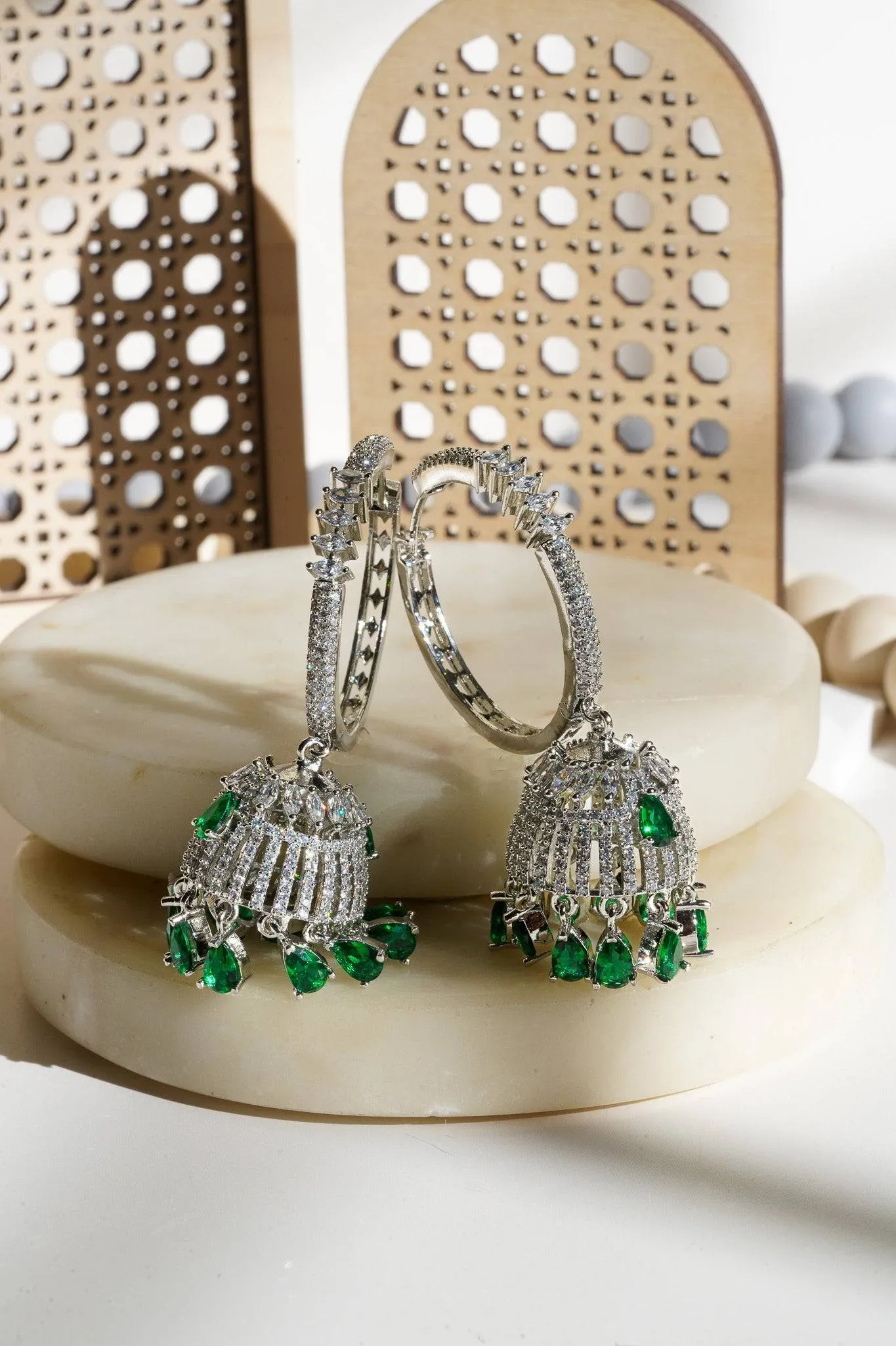 Salina - AD Hoop Jhumka Earrings