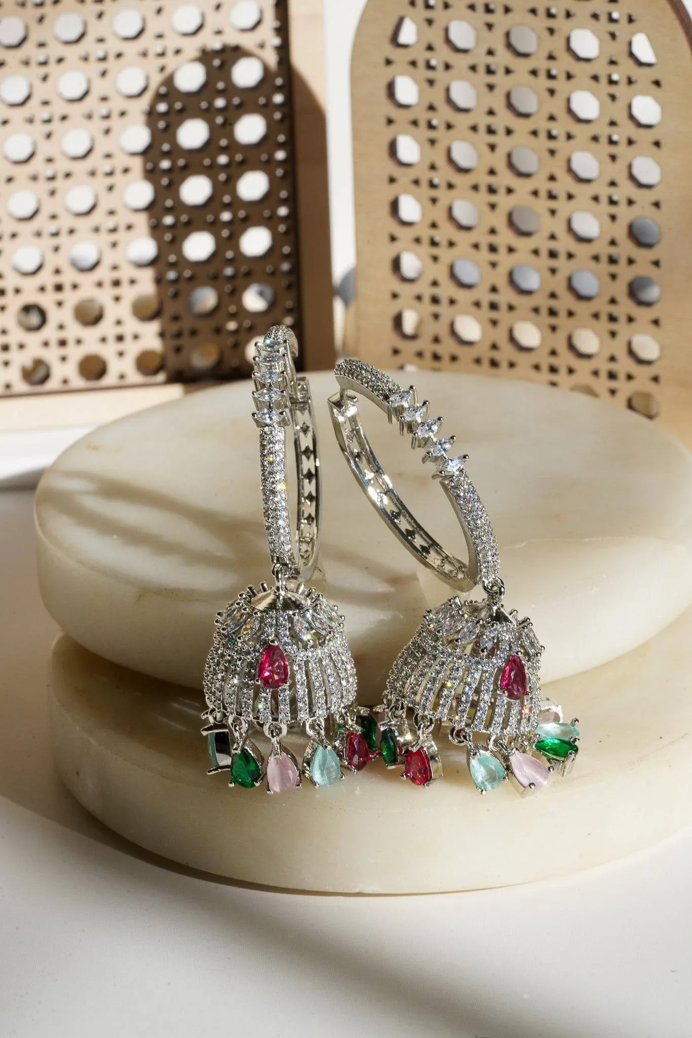 Salina - AD Hoop Jhumka Earrings