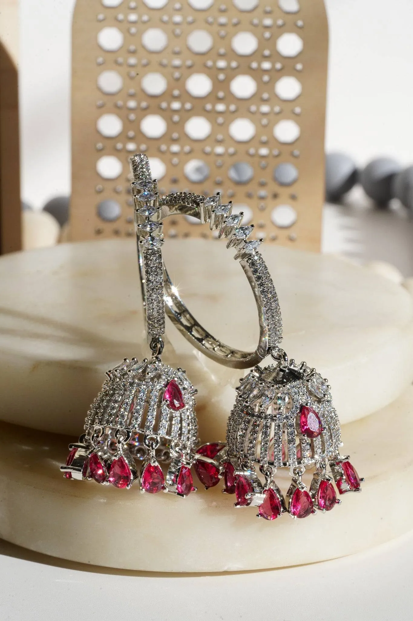 Salina - AD Hoop Jhumka Earrings