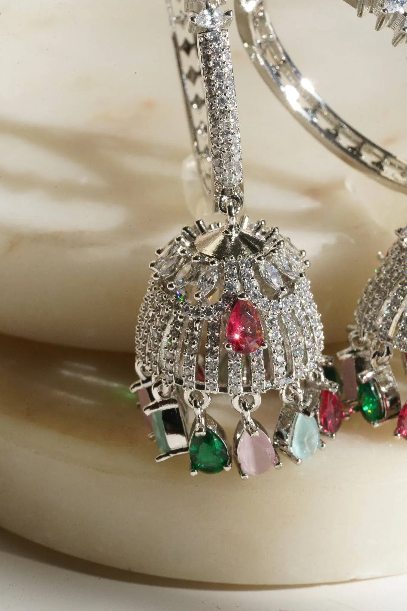 Salina - AD Hoop Jhumka Earrings