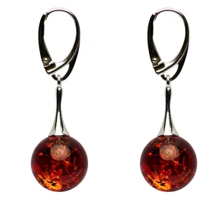 Silver Amber Dangle Earrings