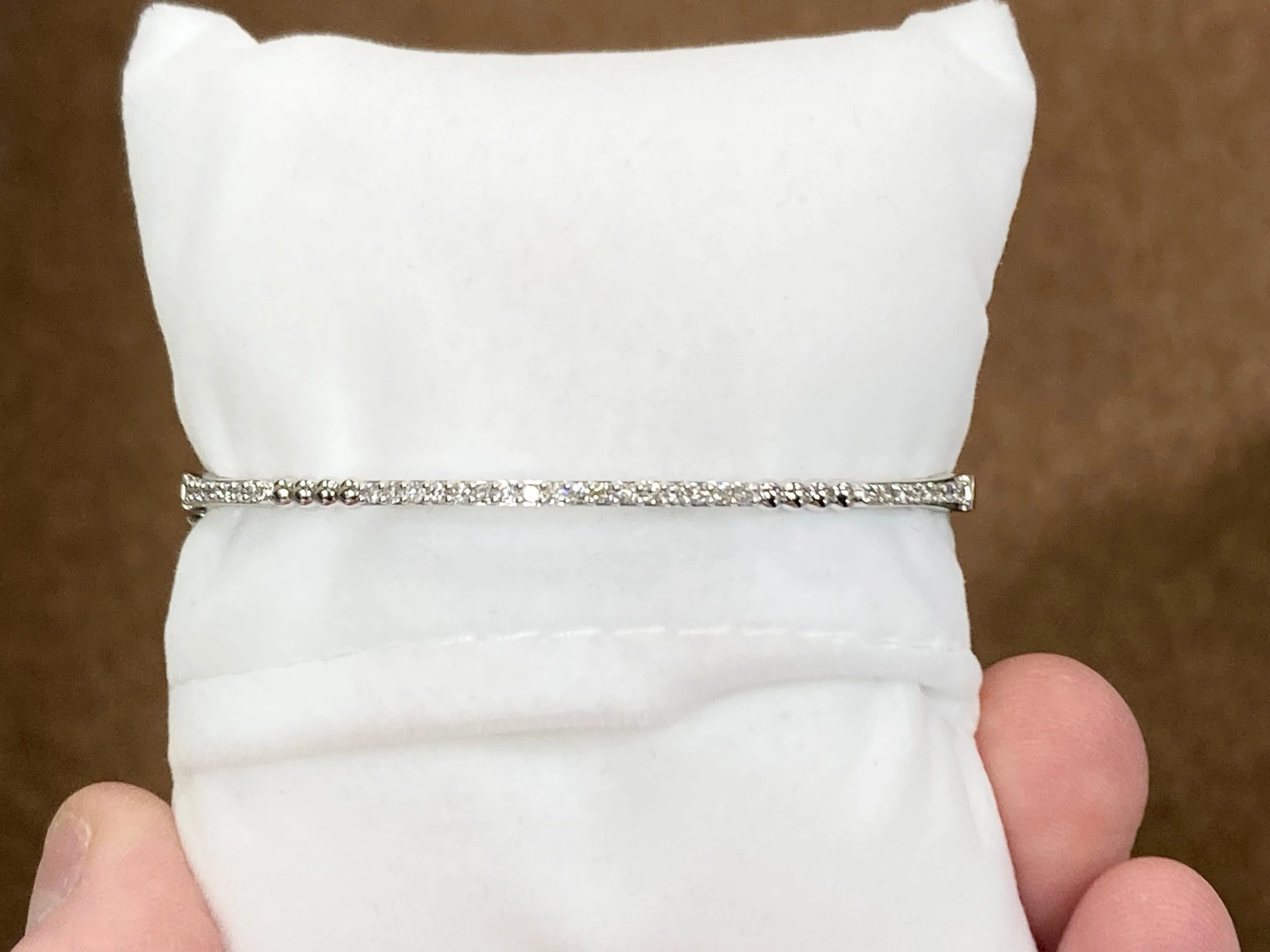 Silver Beaded Half Carat Diamond Bangle Bracelet