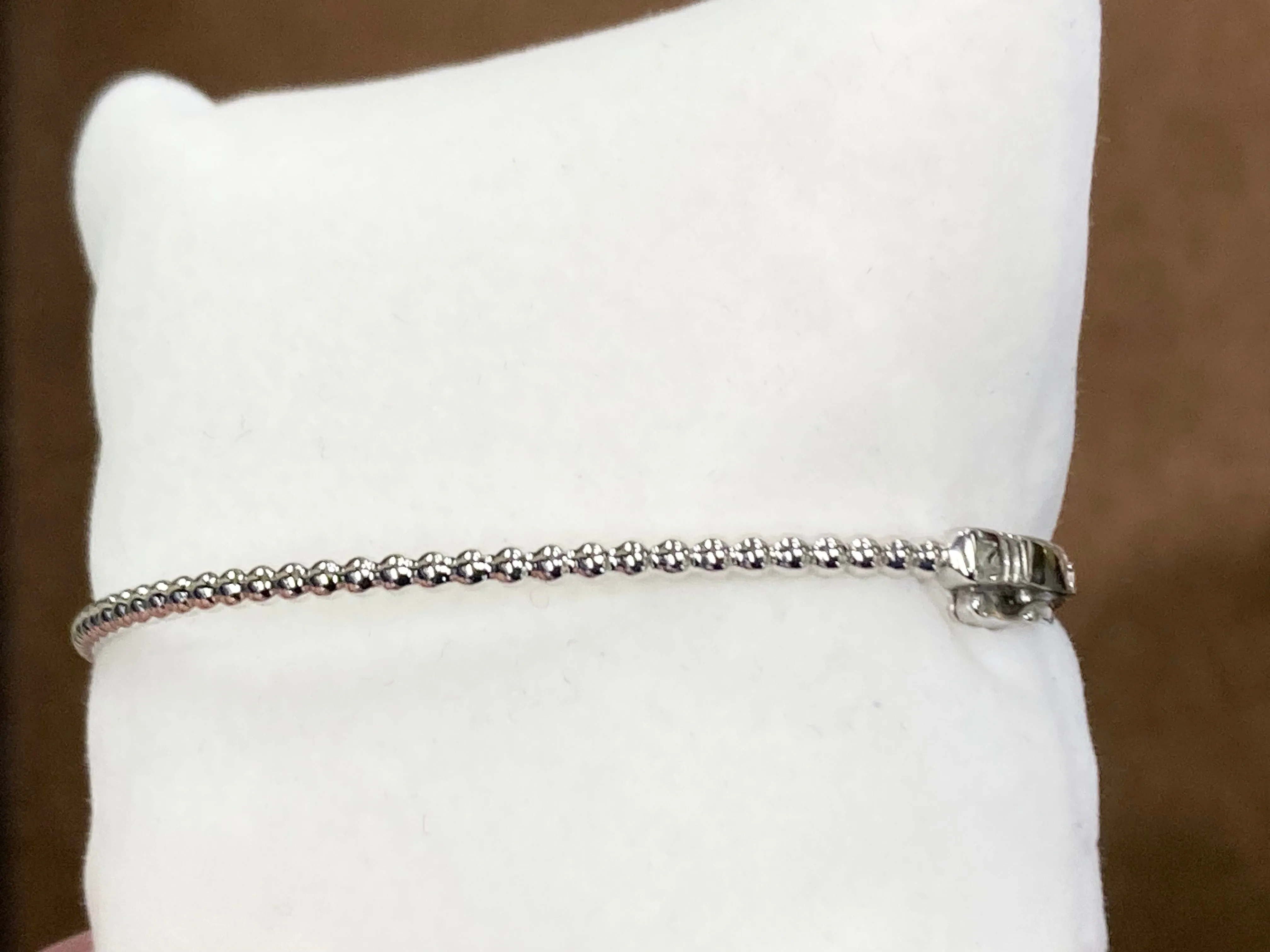 Silver Beaded Half Carat Diamond Bangle Bracelet