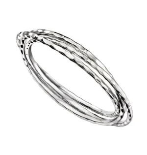 Silver Hammered Texture Triple Bangle