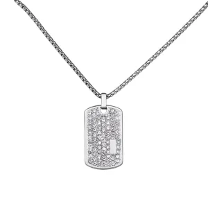 Silver Necklace with White Zircon Pendant