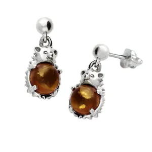 Small Amber Hedgehog Earrings (studs)