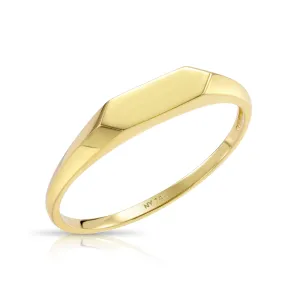 Solid 14k Gold Signet Ring, 14k Yellow Gold Stackable Ring, Dainty Signet Ring Design