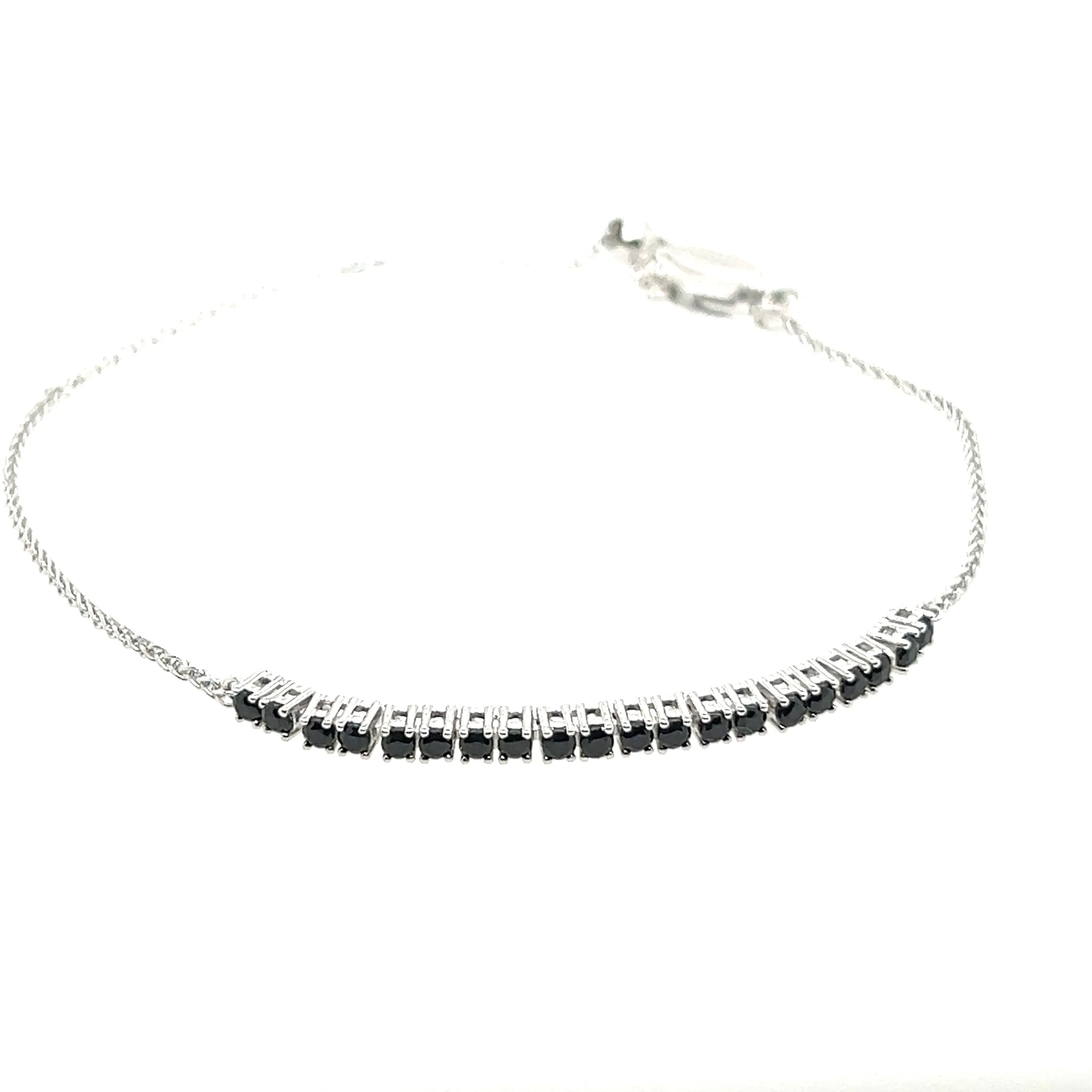 Sterling Silver Black Spinel Adjustable Bracelet