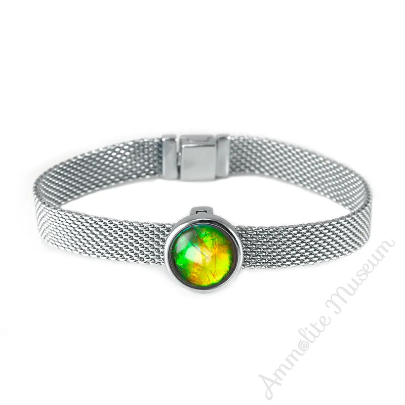 Sterling Silver Round Ammolite Bracelet