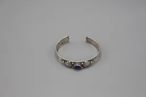 Sterling Silver Tibetan Lapis Inlaid Bracelet