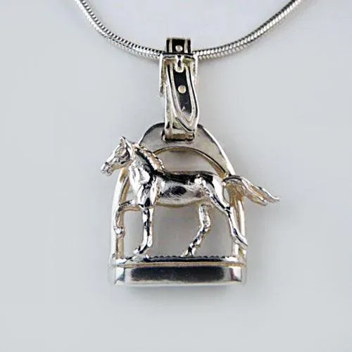 Stirrup and Horse Necklace Sterling Silver