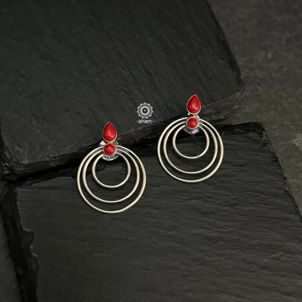 Summer Love Coral Stone Silver Earring