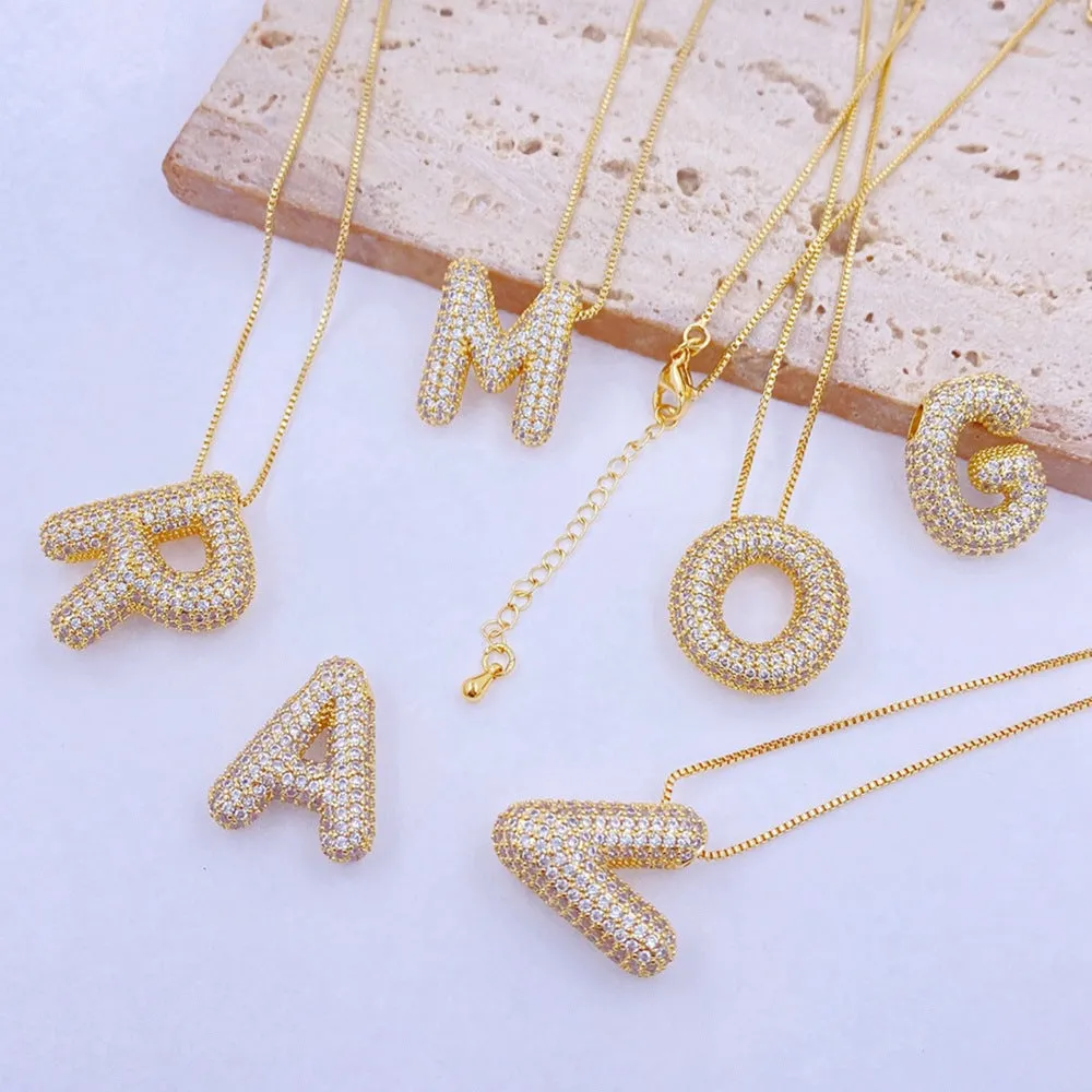 TEEK - A-Z Gold-Plated Inlaid Zircon Letter Necklace