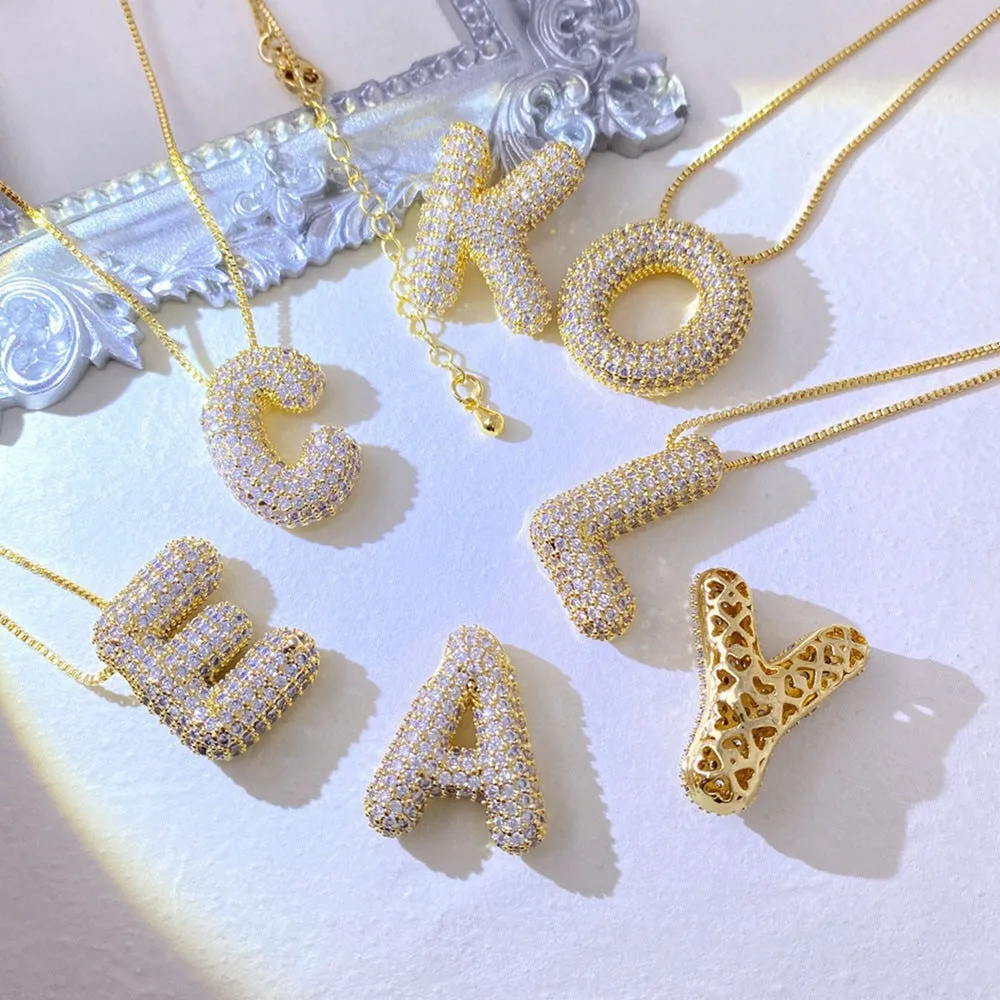 TEEK - L-U Gold-Plated Inlaid Zircon Letter Necklace