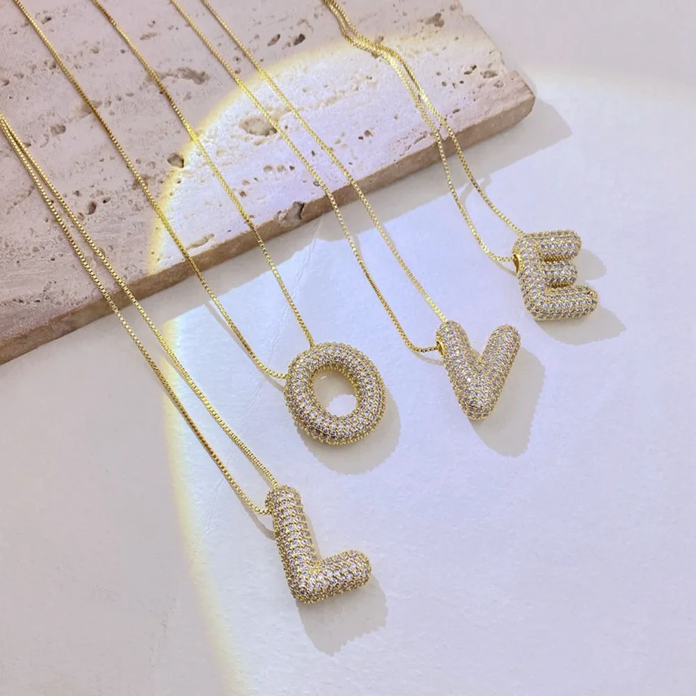 TEEK - L-U Gold-Plated Inlaid Zircon Letter Necklace