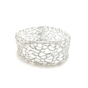 Thin Silver Woven Cuff