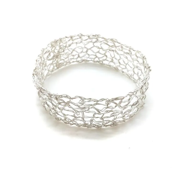 Thin Silver Woven Cuff