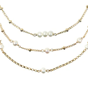 Three Pearl Bracelet Layered Set