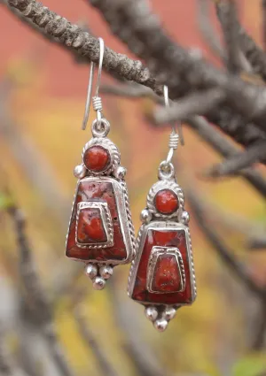 Tibetan Sterling Silver Inlaid Drop Earrings