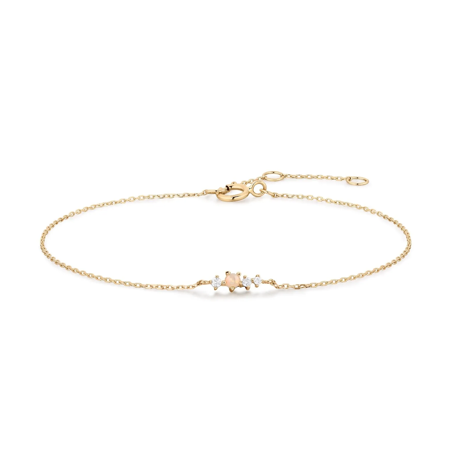 Venus 14kt yellow gold opal and diamond bracelet