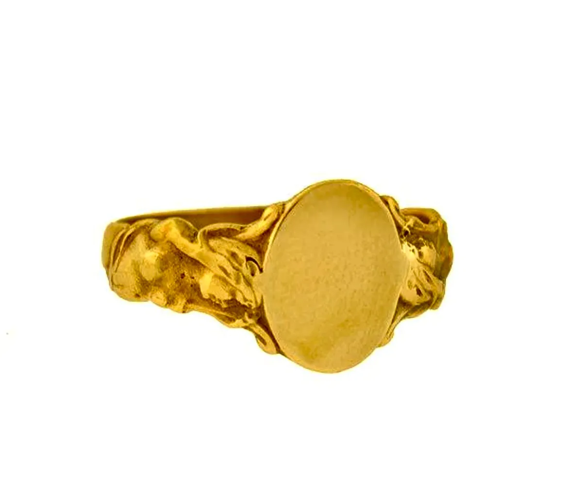 Victorian 14kt Yellow Gold Mermaid Signet Ring