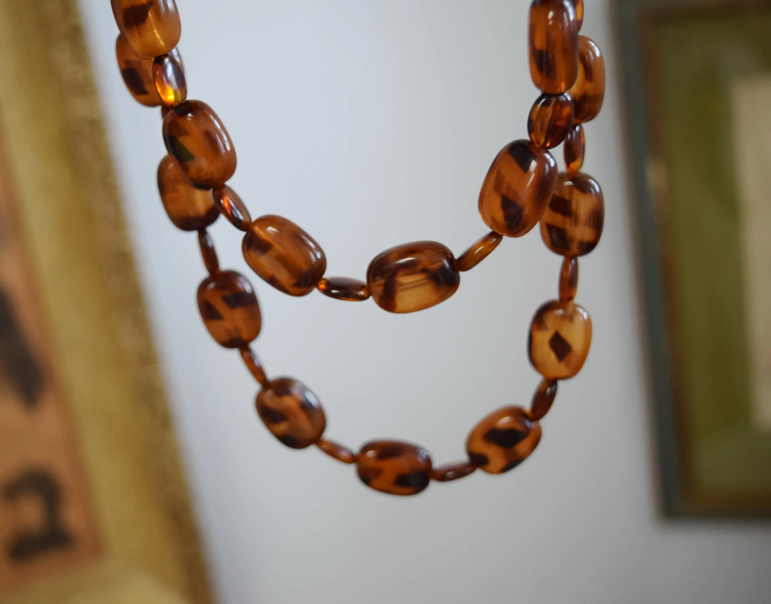 Victorian Faux Tortiseshell Double Strand Necklace