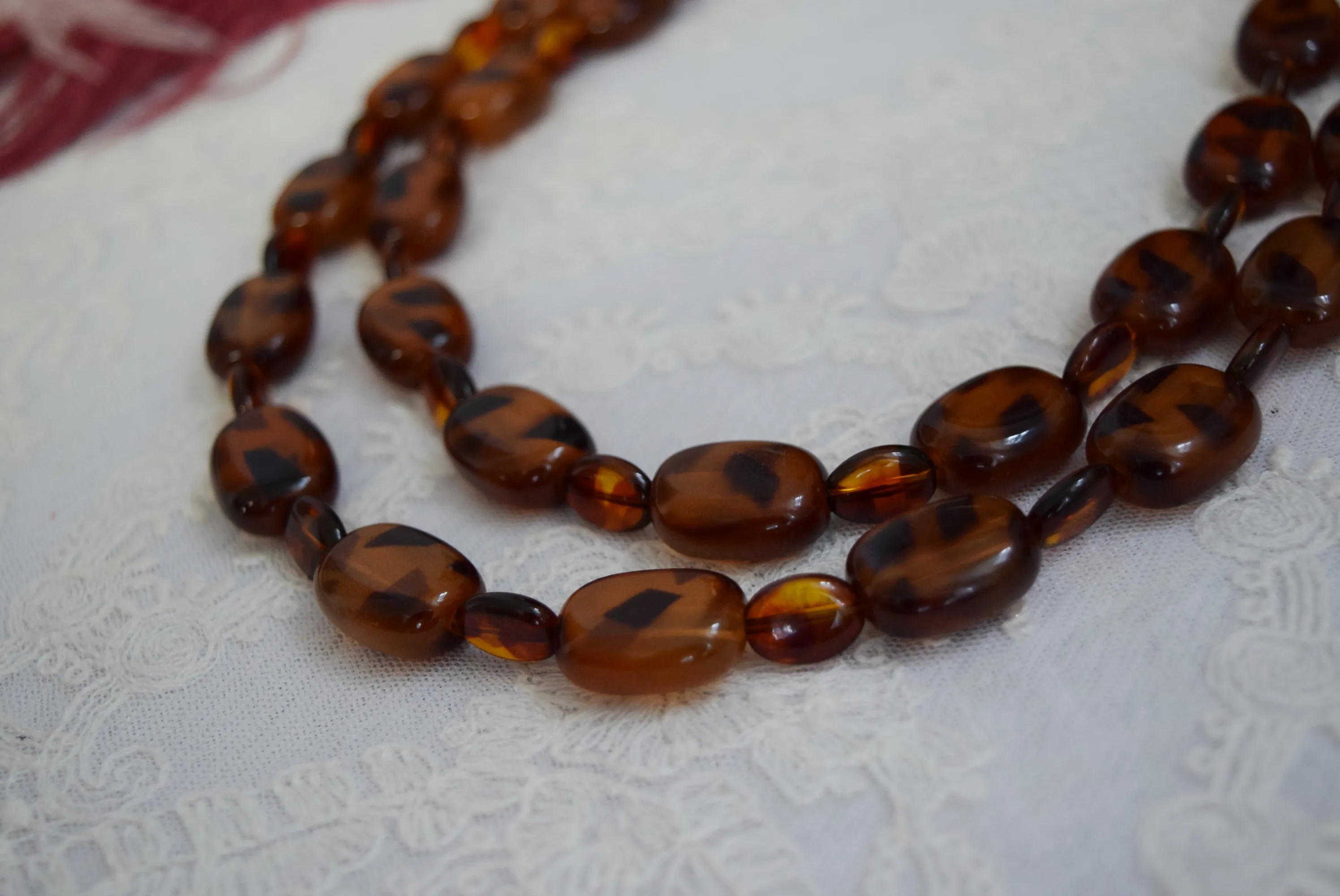 Victorian Faux Tortiseshell Double Strand Necklace