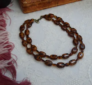 Victorian Faux Tortiseshell Double Strand Necklace