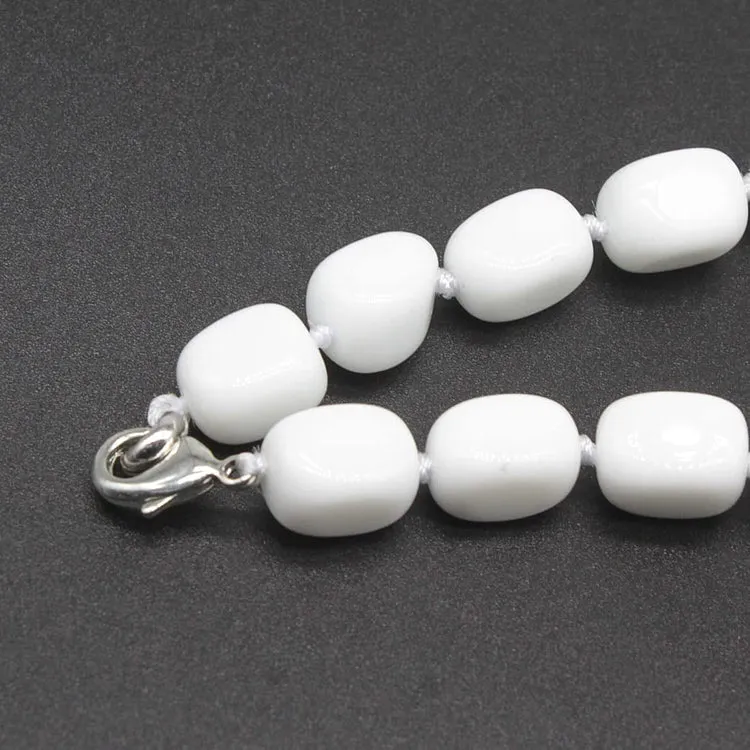 Women's Chunky White Agate Gemstone Beaded Necklace