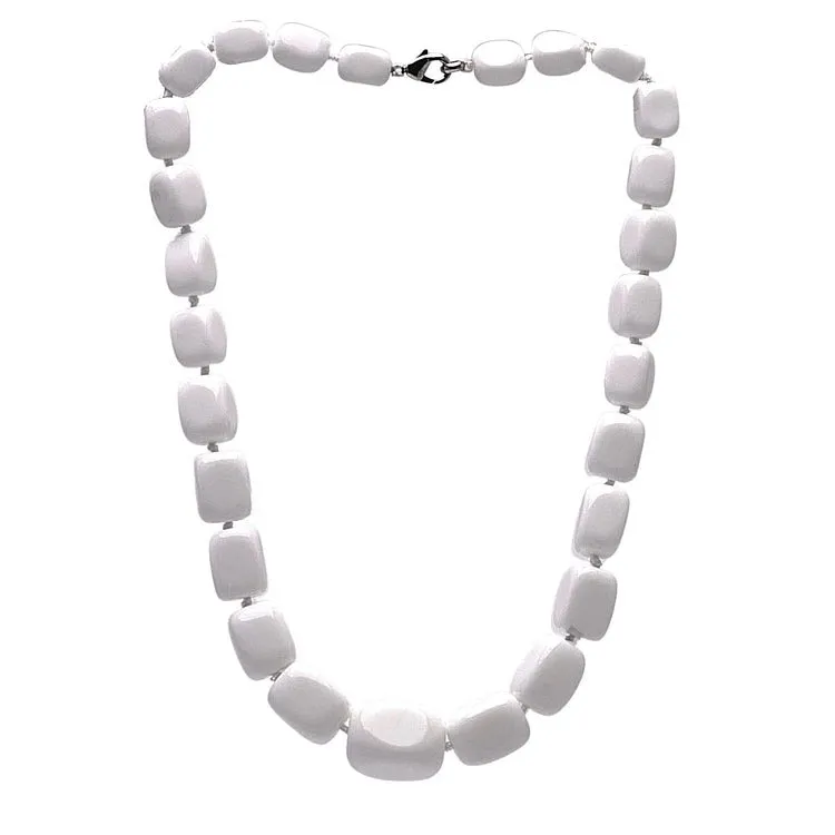 Women's Chunky White Agate Gemstone Beaded Necklace