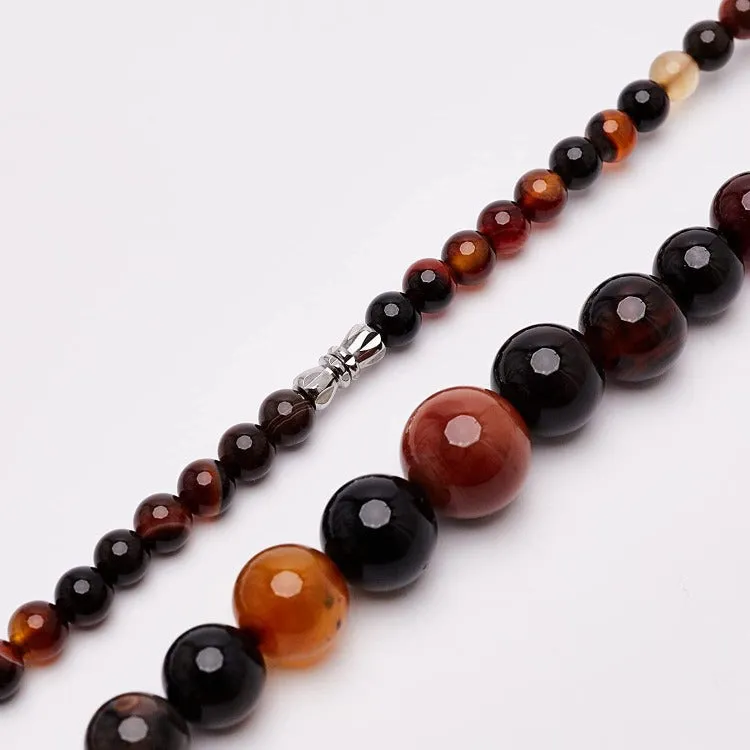 Womens Handmade 6-14mm Natural Red Agate Gemstone Necklace