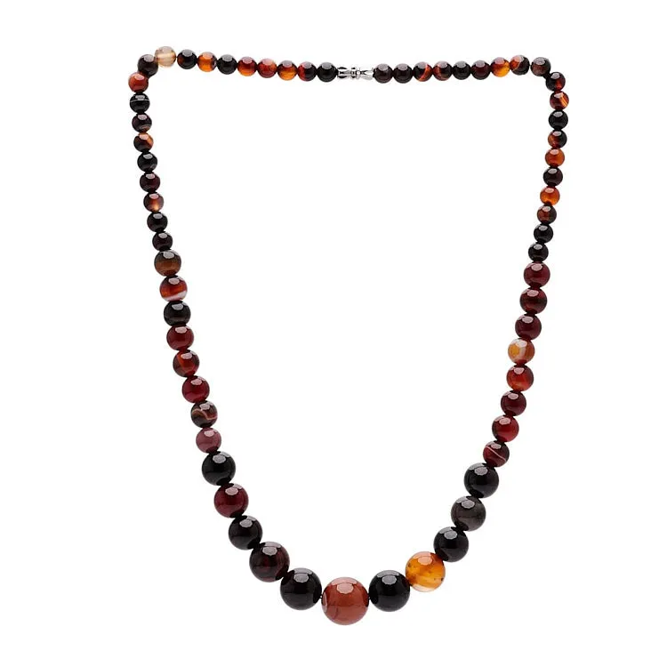 Womens Handmade 6-14mm Natural Red Agate Gemstone Necklace