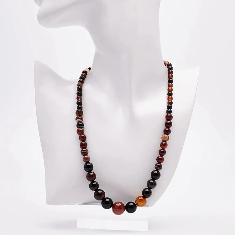 Womens Handmade 6-14mm Natural Red Agate Gemstone Necklace